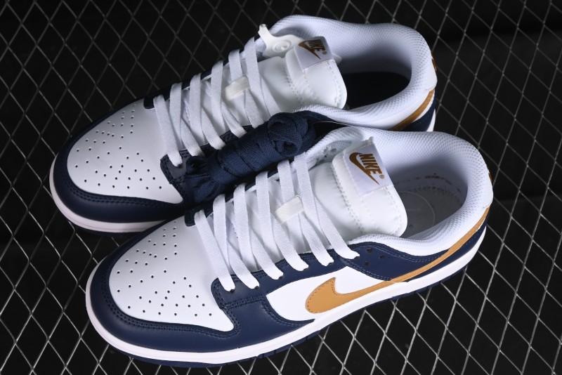 Nike Dunk Low SB Skateboarding Shoes in Black/White/Gold Colorway - FB9109-111