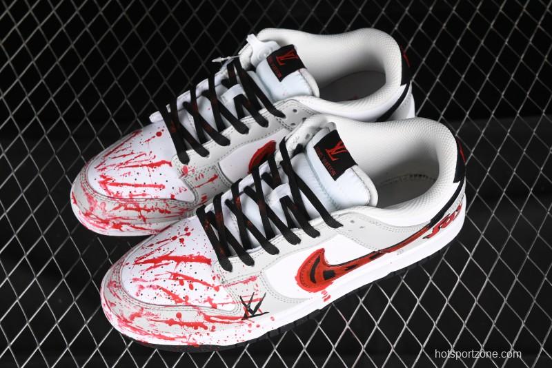 Nike SB Dunk Low Casual Skate Shoes - Anniversary Custom Edition in White/Grey/Black - LW1818-103