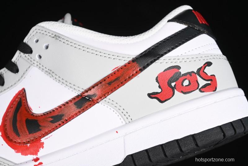 Nike SB Dunk Low Casual Skate Shoes - Anniversary Custom Edition in White/Grey/Black - LW1818-103