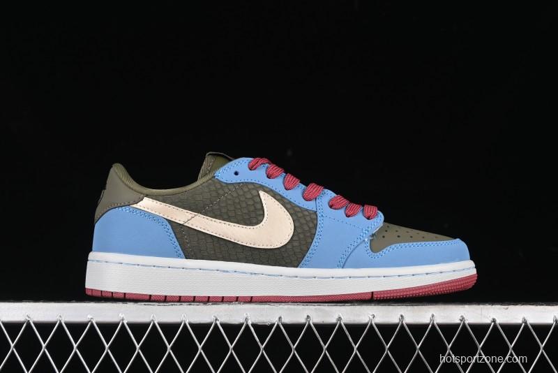 Nike Travis Scott x Fragment Design x Air Jordan 1 Low OG SP AJ1 Low Top Casual Sneakers - CH6336-015