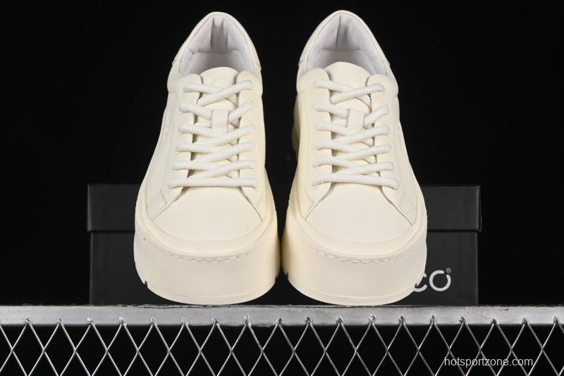 ECCO Street Light Series Autumn Platform Round Toe Versatile Casual White Sneakers 63311901002