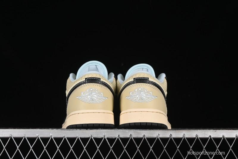 Nike Air Jordan 1 Low "Coconut Milk Black" Casual Basketball Shoes with Contrast Swoosh - HQ3437-101