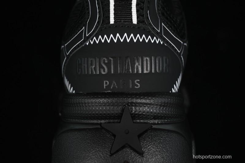 Dior Chrono Round Toe Lace-Up Lifestyle Casual Running Sneakers - 6865 WHITE BLACK