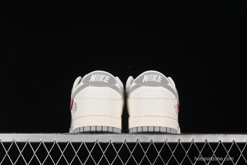 Nike SB Dunk Low Supreme The North Face Collaboration - Light Gray Reflective Swoosh Anniversary Custom Edition Low-Top Casual Skate Shoes - XX2025-628