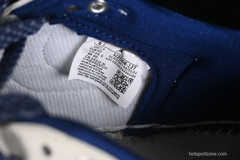 Nike Travis Scott x Fragment Design x Air Jordan 1 Low OG SP AJ1 Supreme Stussy Collaboration - Suede Blue Swoosh Low-Top Casual Sneakers - SJ2068-127