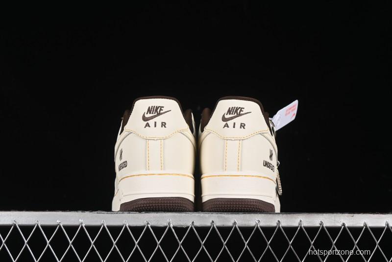 Nike Air Force 1 '07 Low UN Collaboration Casual Sneakers in Off-White with Yellow Stitch - KK3333-002