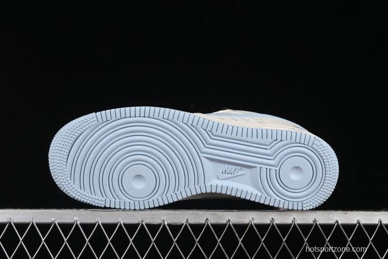 Nike Air Force 1 '07 Low Stussy Collaboration - Off White Elegant Blue Low-Top Casual Sneakers - XZ3328-002