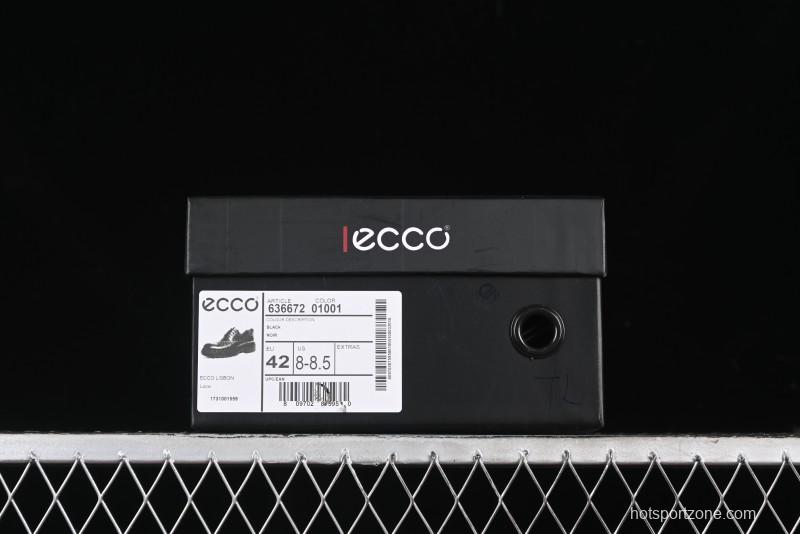 Ecco Block Brogue Business Derby Round Toe Genuine Leather Dress Shoes - 63667201001