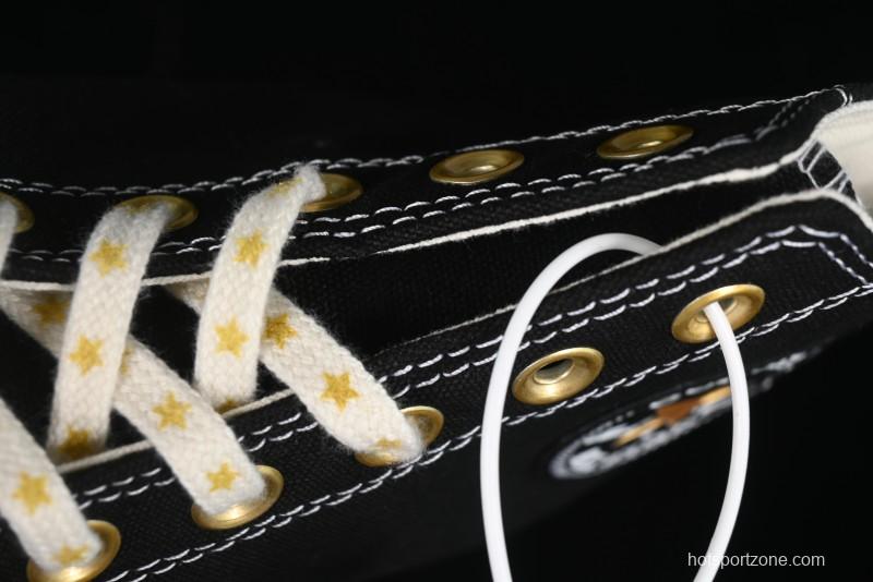 Converse Chuck 1970s High-Top Sneakers with Gold Star Accents and Classic Black & White Design - A12462C