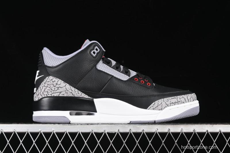Nike Air Jordan 3 Retro Black Cement Sneakers with Visible Air Cushion - DN3707-010