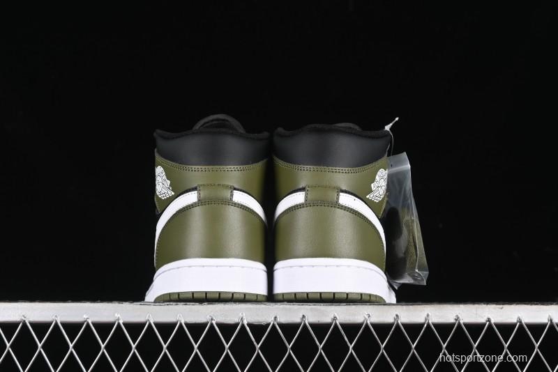 Nike Air Jordan 1 Mid AJ1 Army Green Mid-Top Casual Sneakers - DQ8426-092