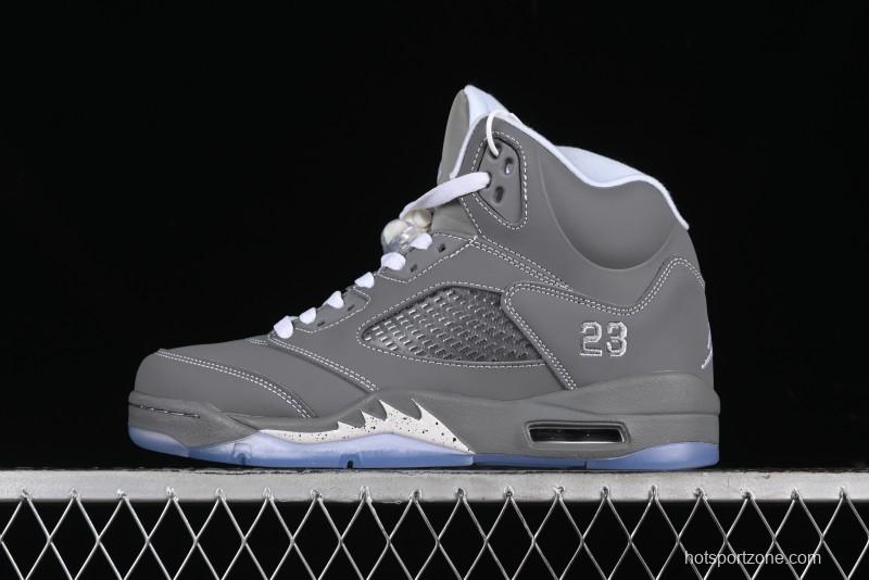 Nike Air Jordan 5 Retro Basketball Shoes with Grey Wolf Colorway - 136027-005