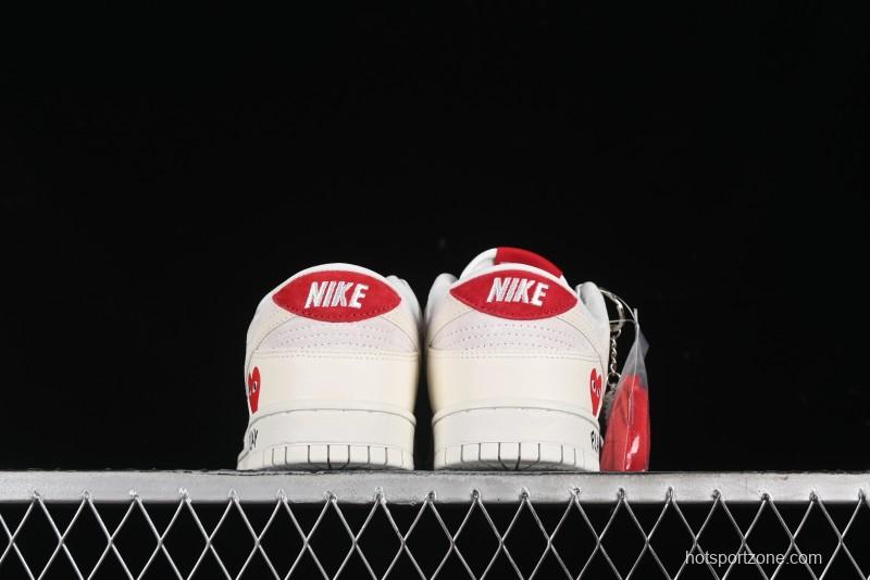 Nike SB Dunk Low Comme des Garçons Collaboration - Pigskin White Swoosh Anniversary Custom Low-Top Casual Skate Shoes - KK1333-004