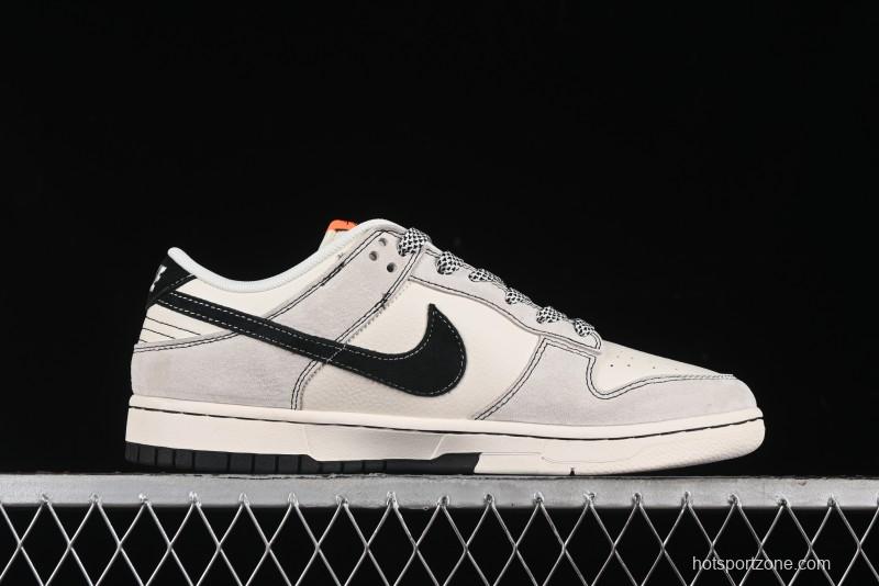 Nike SB Dunk Low Stussy Collaboration Patchwork Grey White Black Swoosh Anniversary Custom Low-Top Casual Skate Shoes - MM1089-022