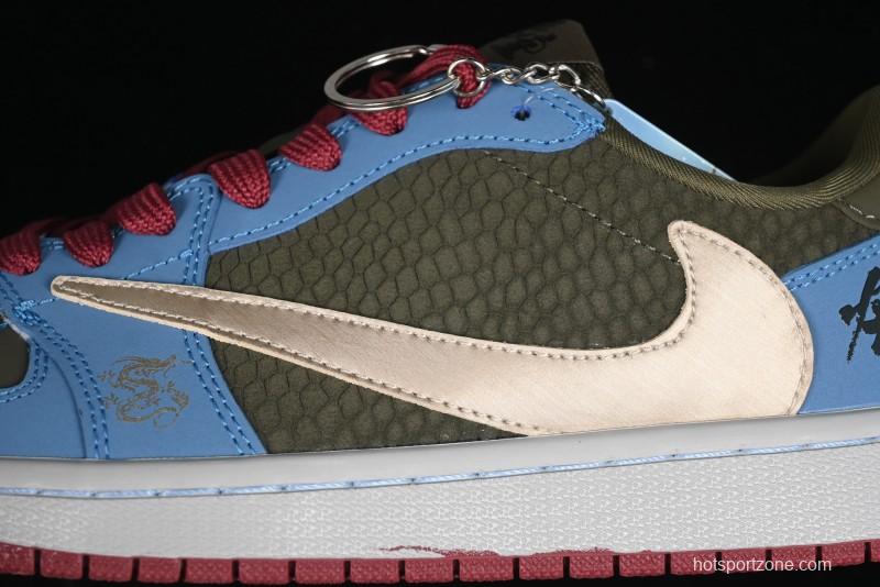 Nike Travis Scott x Fragment Design x Air Jordan 1 Low OG SP AJ1 Low Top Casual Sneakers - CH6336-015