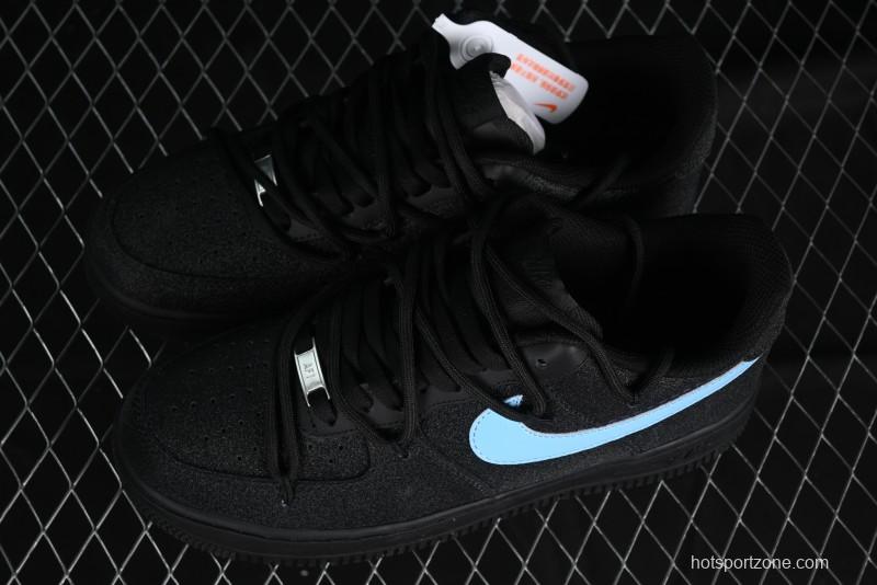 Nike Air Force 1 '07 Low Cleanfit Custom Official Bestseller Black Blue Starry Sky Full Diamond Casual Sneakers - ZH0316-042