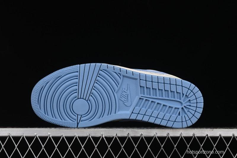 Nike Air Jordan 1 Low LV Collaboration - Light Blue Print Retro Basketball Shoes - WG8850-008