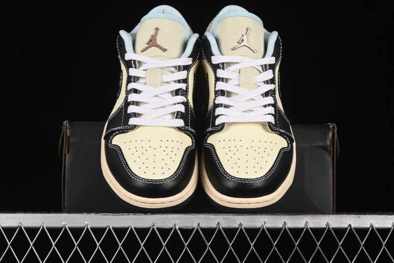 Nike Air Jordan 1 Low "Coconut Milk Black" Casual Basketball Shoes with Contrast Swoosh - HQ3437-101