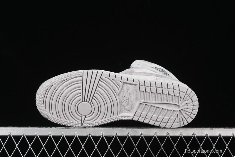 Nike Air Jordan 1 Mid AJ1 Basketball Shoes White Grey - FQ7720-002