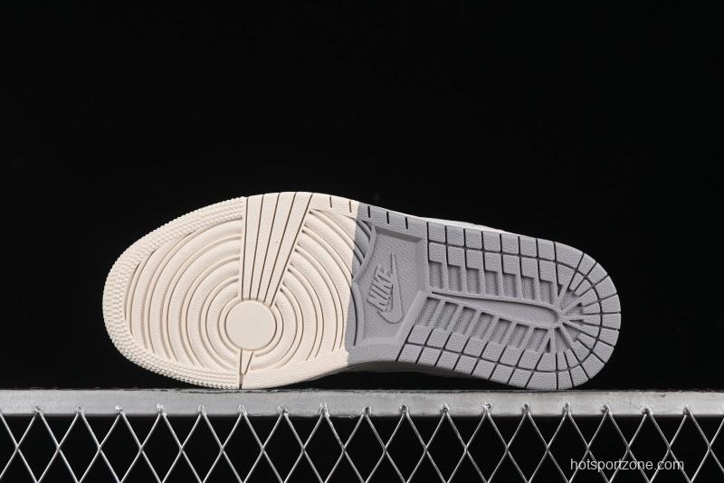 Nike Air Jordan 1 Low Stussy Collaboration - Light Bone Grey Dual-Tone Premium Custom Retro Basketball Shoes - SJ9950-045