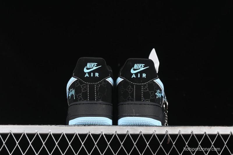 Nike Air Force 1 '07 Low Stussy Collaboration - Black Tiffany Low-Top Casual Sneakers - KK1988-008