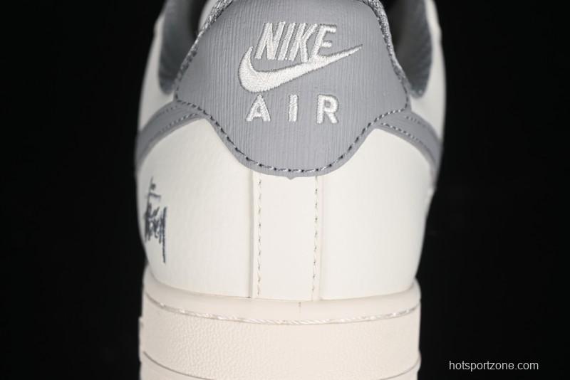 Nike Air Force 1 '07 Low Stussy Collaboration - Brushed Grey Low-Top Casual Sneakers - XZ3328-005