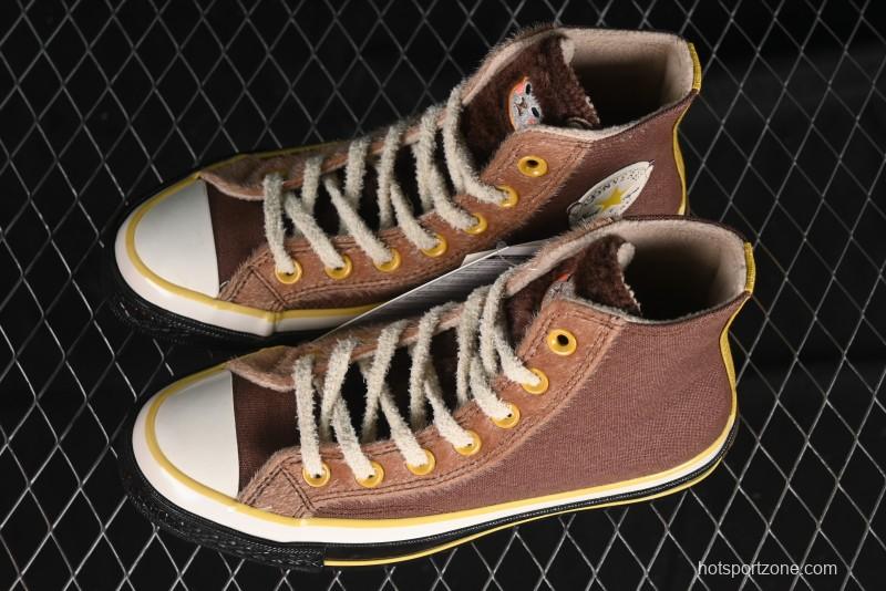 Converse Zoo Happy Pets Series High-Top Fleece-Lined Casual Sneakers with Animal-Themed Design - A12767C