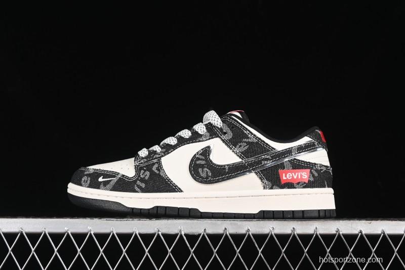 Nike SB Dunk Low Levi's Collaboration - Black Printed Denim Anniversary Customized Low-Top Casual Sneakers - XX2025-109