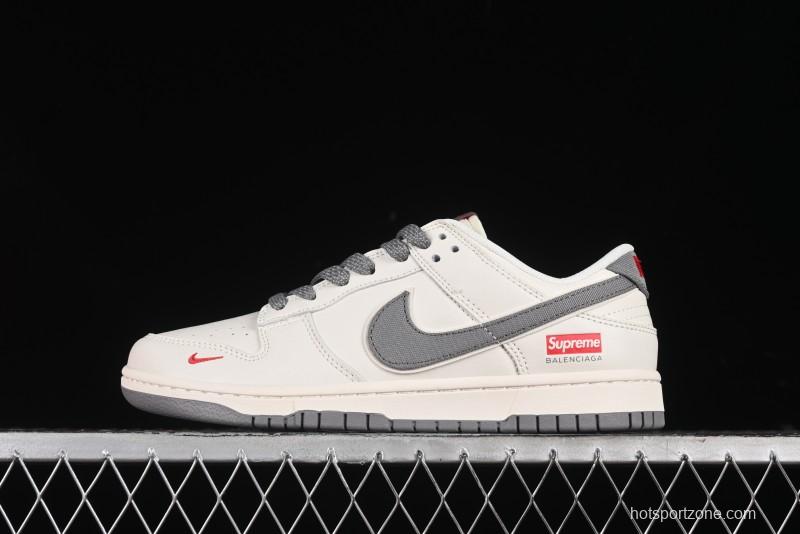 Nike SB Dunk Low Supreme Collaboration - Beige Canvas Swoosh Anniversary High-End Custom Low-Top Casual Sneakers - XX2025-108