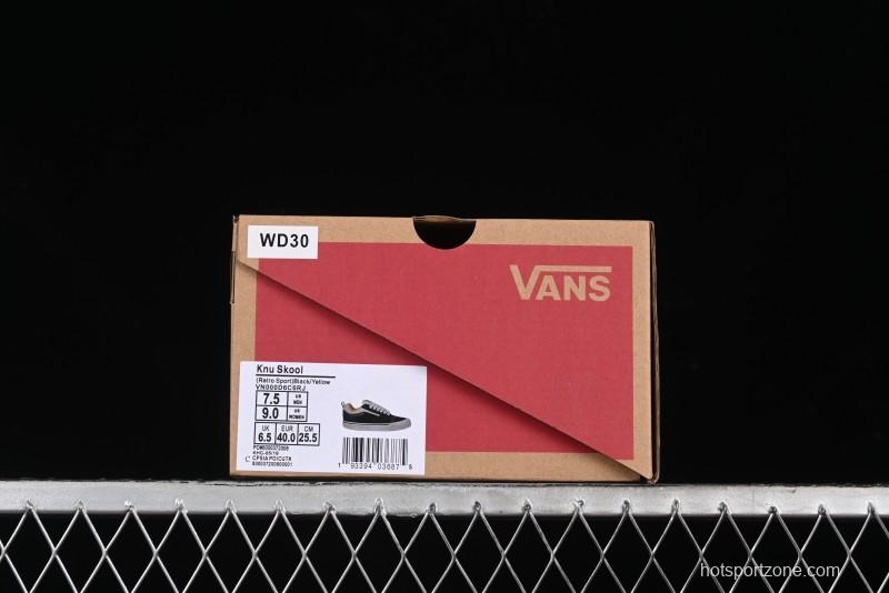 Vans Knu Skool Low-Top Retro Casual Vulcanized Slip-On Sneakers in Black White Yellow - VN000D6C6RJ