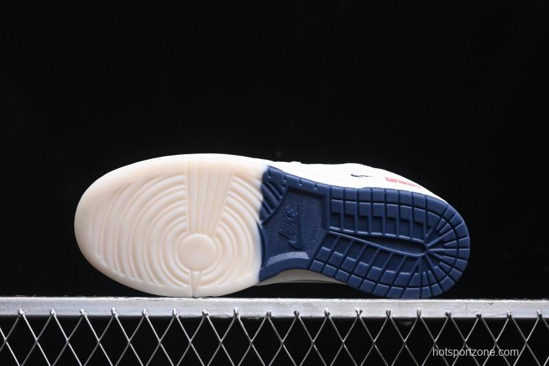 Nike SB Dunk Low Supreme Collaboration - White Blue Color Blocking with Mini Swoosh Anniversary Custom Edition Low-Top Casual Skate Shoes - BB8675-110