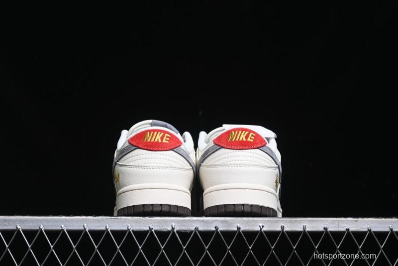 Nike SB Dunk Low Stussy Collaboration - Beige Grey Gold Embroidery Anniversary High-End Custom Low-Top Casual Skate Shoes - XS1086-001