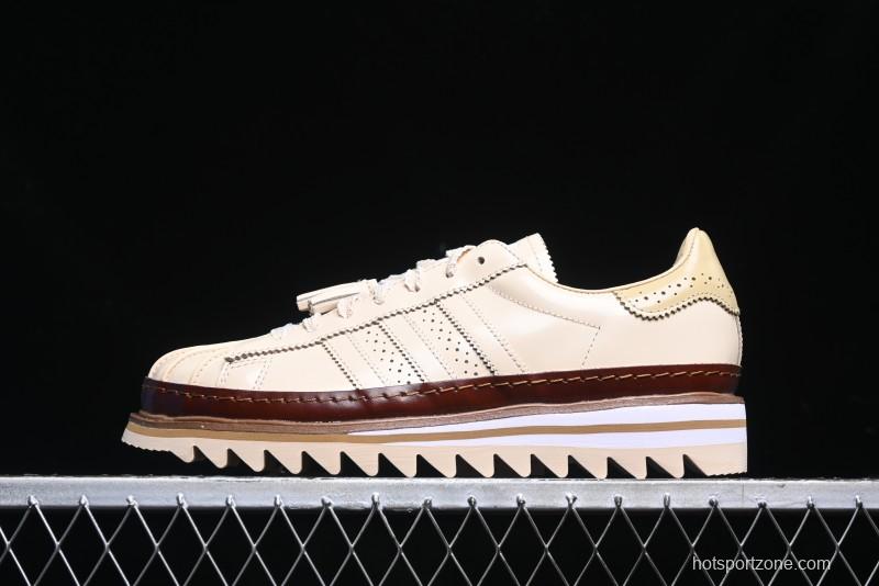 Adidas Superstar Clot Collaboration JQ6117 Preppy Style Shell Toe Casual Sneakers with Perforated Leather Upper - JQ6117