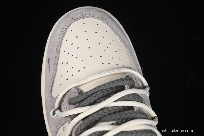 Nike SB Dunk Low Stussy Collaboration - Strap Grey Embroidered Swoosh Anniversary Custom Low-Top Casual Skate Shoes - SJ2068-307