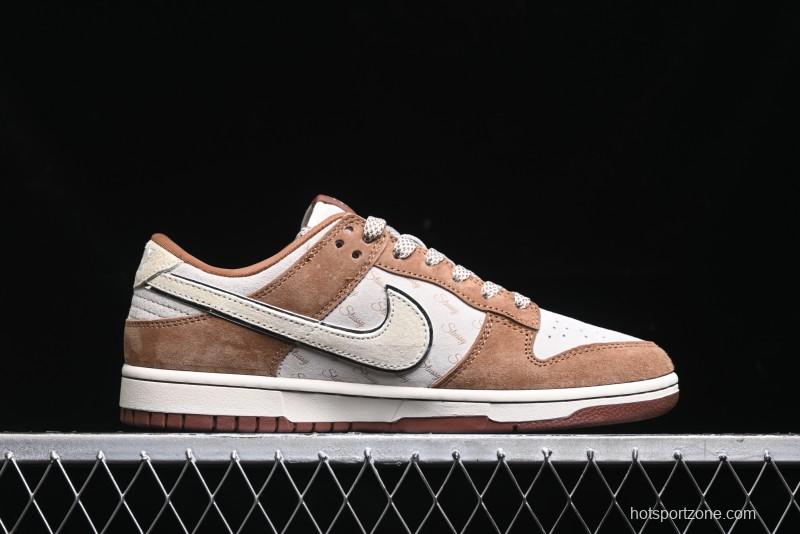Nike SB Dunk Low Stussy Collaboration - Mummy Brown Anniversary Custom Low-Top Casual Sneakers - XX3168-601