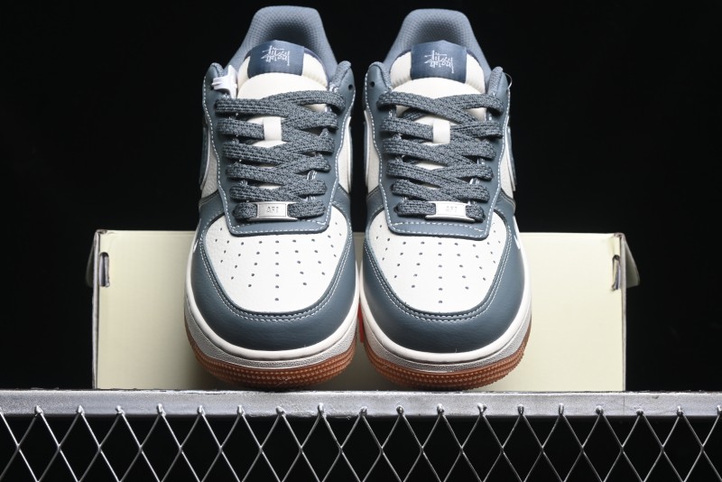 Nike Air Force 1 '07 Low Stussy Collaboration - Grey White Gum Sole Low-Top Casual Sneakers - XZ9688-101