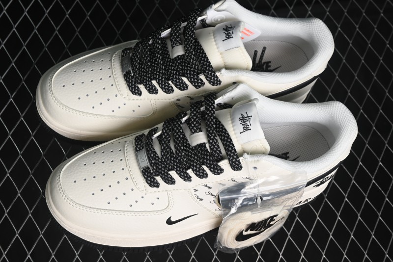 Nike Air Force 1 '07 Low Stussy Collaboration - Black Sail Metallic Silver - XZ3328-506