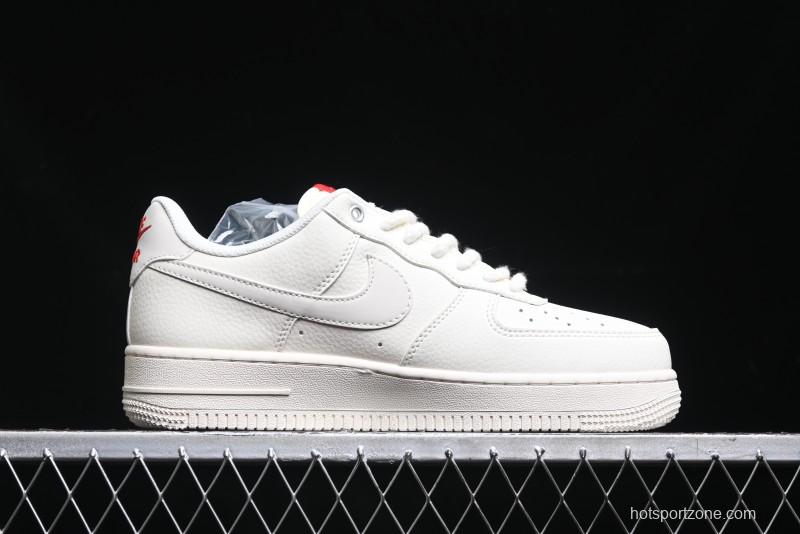 Nike Air Force 1 '07 Low Stussy Collaboration - AF1 White Red Label Low-Top Casual Sneakers - SJ6698-016