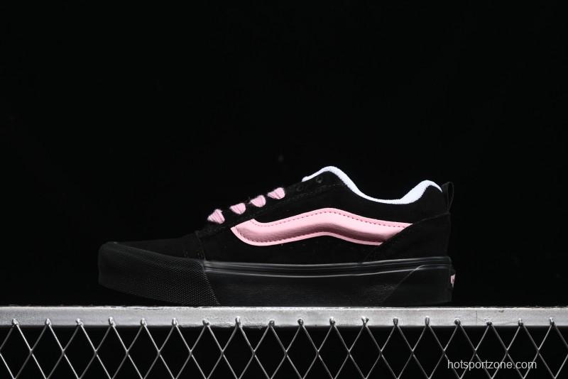 Vans Knu Skool Low Top Retro Sneakers in Black Pink with Big Logo - VN0009QC6BT1