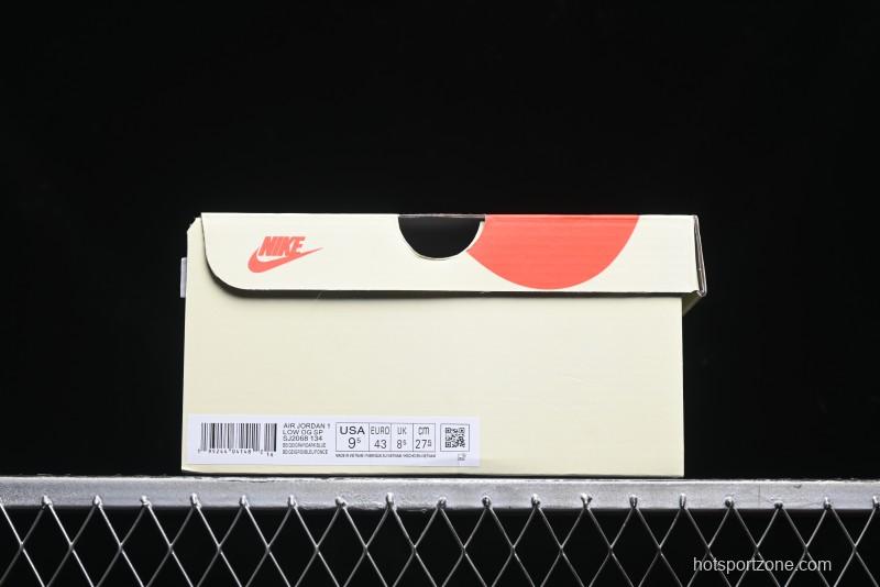 Nike Travis Scott x Fragment Design x Air Jordan 1 Low OG SP AJ1 Sneakers with Reverse Swoosh - SJ2068-134