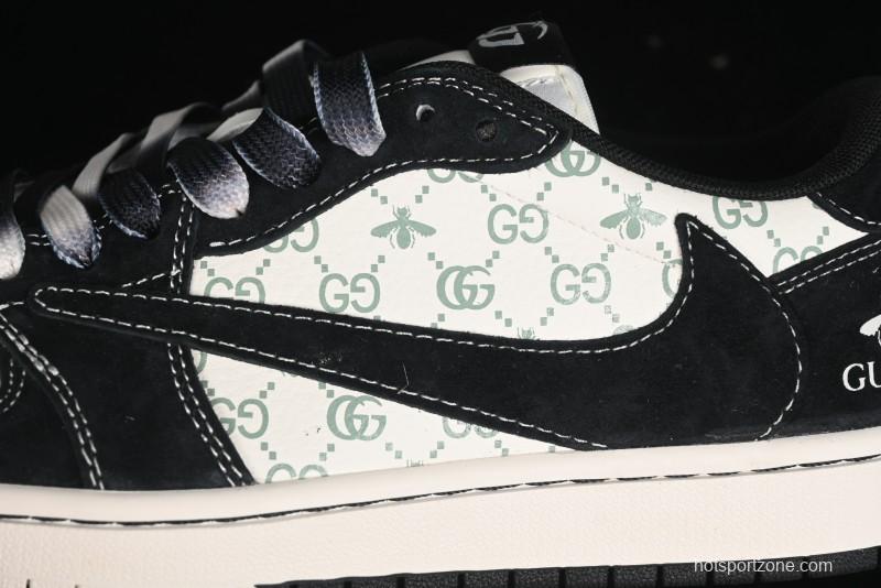Nike Travis Scott x Fragment Design x Air Jordan 1 Low OG SP AJ1 Gucci Collaboration - Black Dragonfly Low-top Casual Sneakers - SJ2068-139
