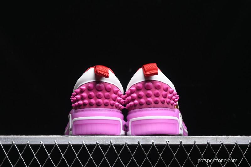 Christian Louboutin Funnyto Flat French Luxury Brand Low-Top Sneakers in Purple Color Block - X.D4
