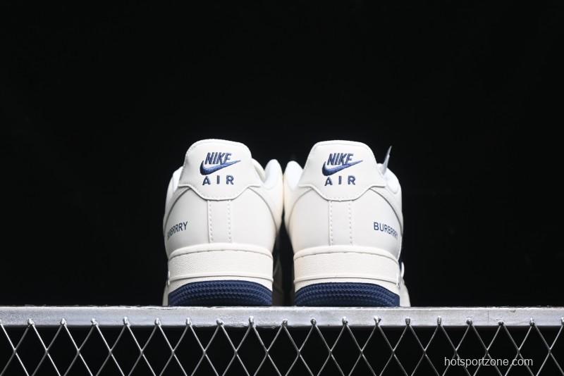 Nike Air Force 1 '07 Low Burberry Collaboration - Off White Navy Blue Patchwork Low Top Casual Sneakers BB8588-222