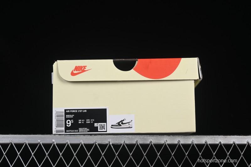 Nike Air Force 1 '07 Low Stussy Collaboration Black Leather Low-Top Casual Sneakers - HH7518-045