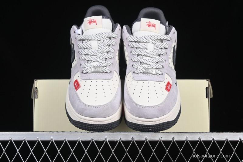 Nike Air Force 1 '07 Low Stussy Collaboration Pig Skin Swoosh Logo Low-Top Casual Sneakers - XS1958-501