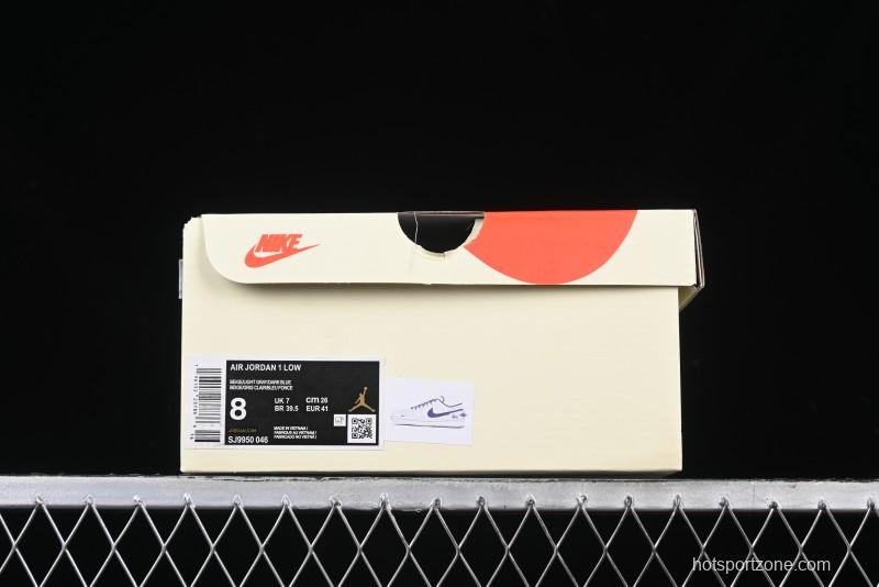 Nike Air Jordan 1 Low Stussy Collaboration - Light Grey Blue Hook Retro Basketball Shoes - SJ9950-046