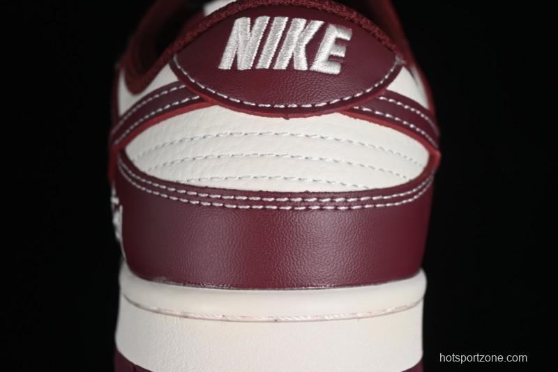 Nike SB Dunk Low Stussy Collaboration - Burgundy Starry Sky Anniversary High-End Custom Low-Top Casual Skate Shoes - BB9898-001
