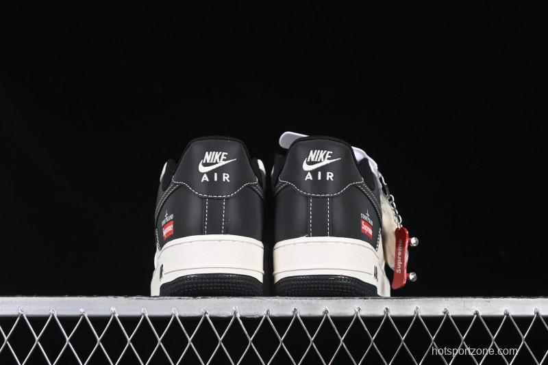 Nike Air Force 1 '07 Low Stone Island x Supreme Collaboration Beige Black Patchwork Low-Top Casual Sneakers - HH7518-042