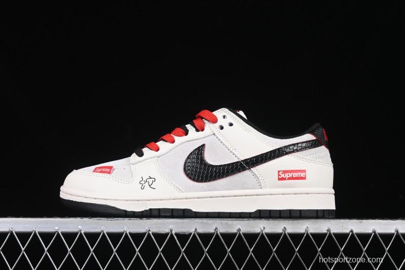 Nike SB Dunk Low Year of the Snake Series - Black Snakeskin with Black Swoosh Anniversary Custom Low-Top Casual Skate Shoes - DM6868-012