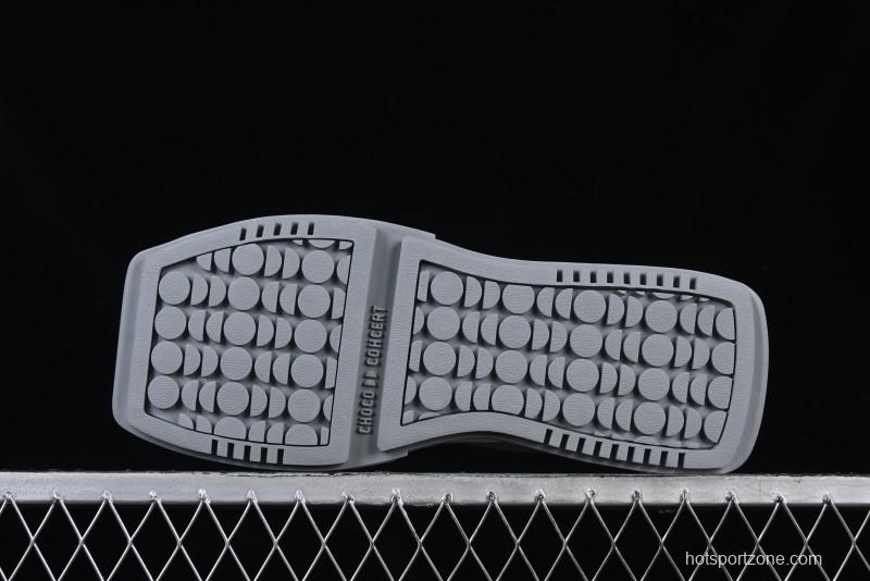 Choco Concert Leather Round Square Asymmetric Fashion Sneakers White Gray - AJE5